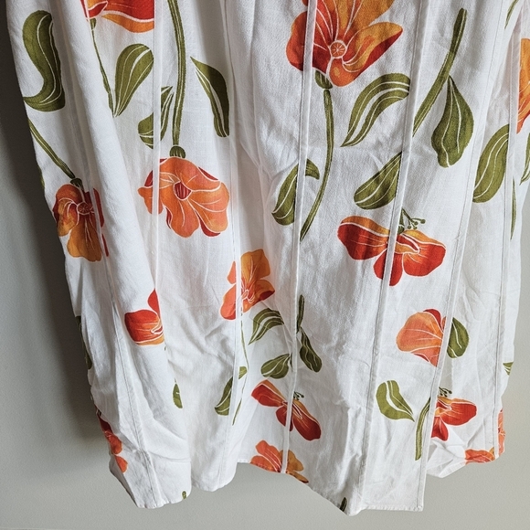 SABO White Floral Asymmetrical Button Waist Wrap Estelle Skirt In Poppy - Picture 7 of 14